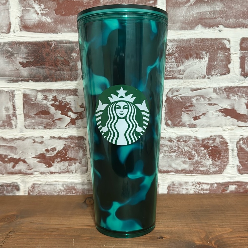 Starbucks 24oz Teal Turquoise Tumbler Summer Beach No Straw